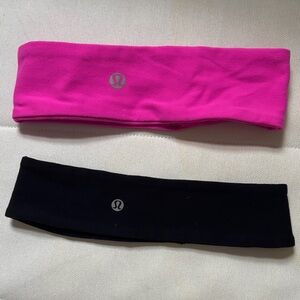 lululemon athletica Hot Pink and Black Fleece Headbands